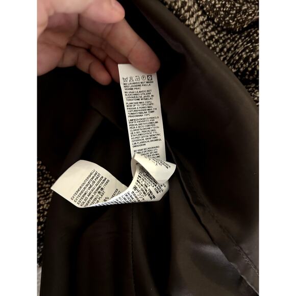 Zara Basic Wool Tweed Brown Houndstooth Skirt Size 8 - Picture 5 of 7